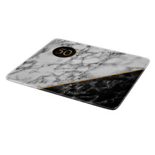 Personalized Black White Marble Cutting Board