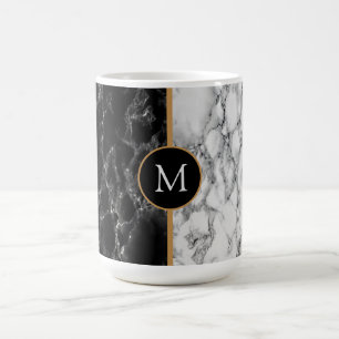 Personalized Black White Marble Stone Mug Gift