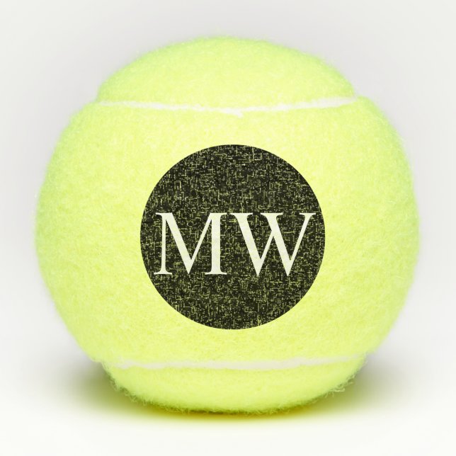 Personalized Black White Monogram Initials Tennis Balls (Front)