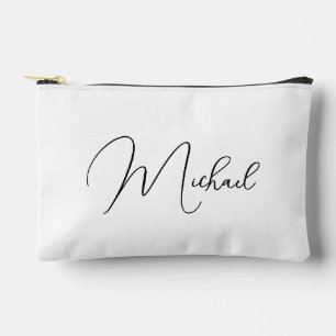 Personalized Black White Monogram Makeup Cosmetic Accessory Pouch