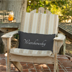Personalized black white monogram name lumbar pillow