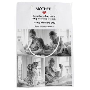 Personalized Black & White Photo Collage    Medium Gift Bag