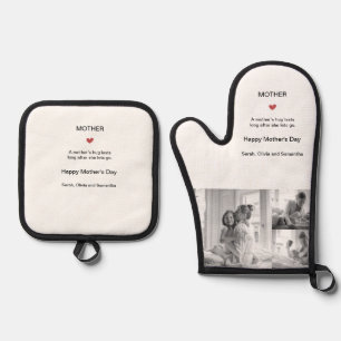 Personalized Black & White Photo Collage -  Oven Mitt & Pot Holder Set