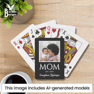 Personalized Black White Photo New Mom Established Playing Cards