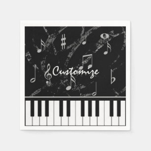 Personalized Black & White Piano Music Napkins