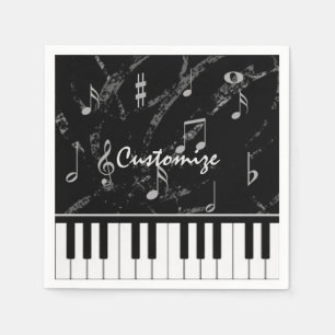 Personalized Black & White Piano Music Napkins
