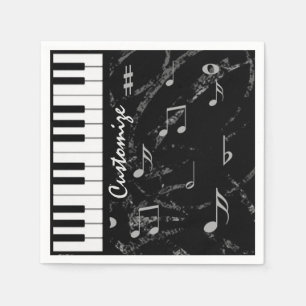 Personalized Black & White Piano Music Napkins 3