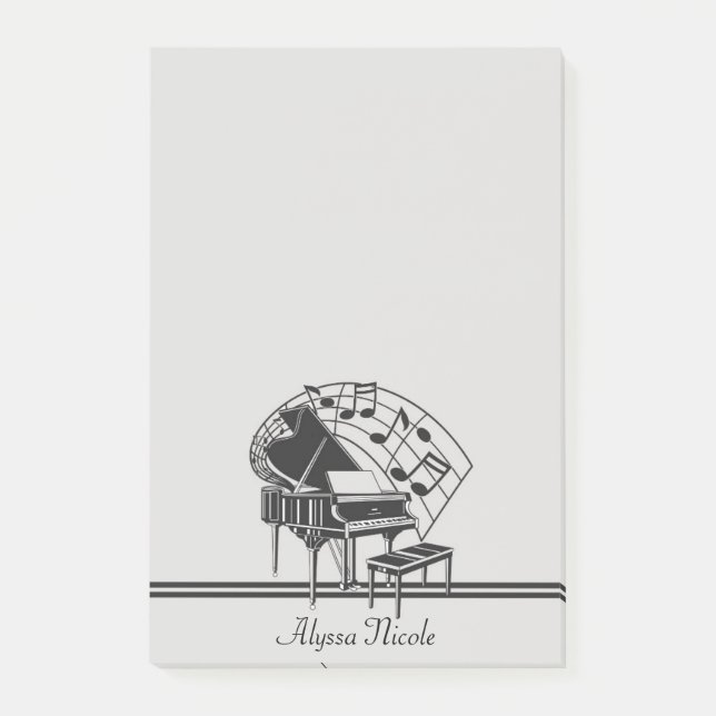 Personalized Black White Piano Music Notes (Front)