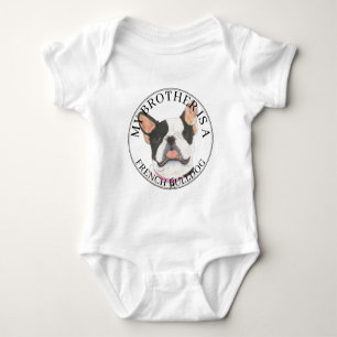 Personalized Black & White Pied French Bulldog Baby Bodysuit