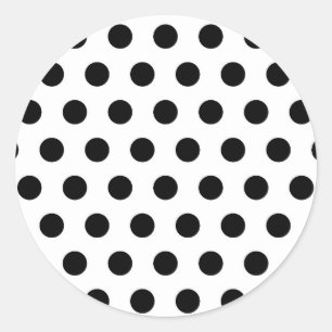 Personalized Black & White Polka Dots Classic Round Sticker