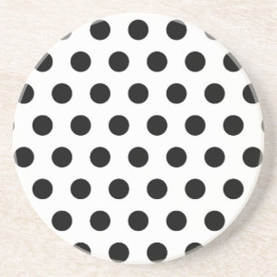 Personalized Black & White Polka Dots Coaster