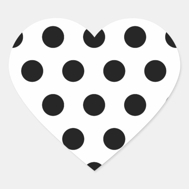 Personalized Black & White Polka Dots Heart Sticker (Front)