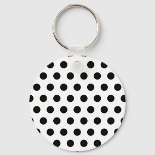 Personalized Black & White Polka Dots Keychain