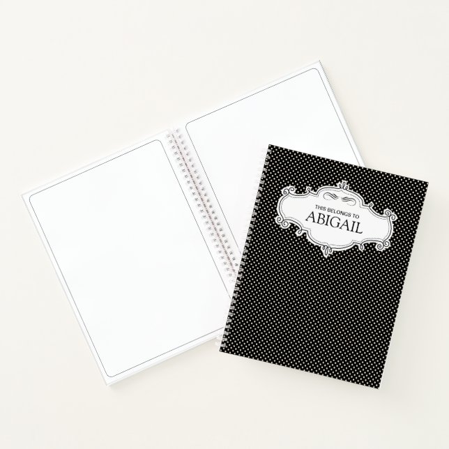 Personalized Black & White Polka Dots Sketch Book (Inside)