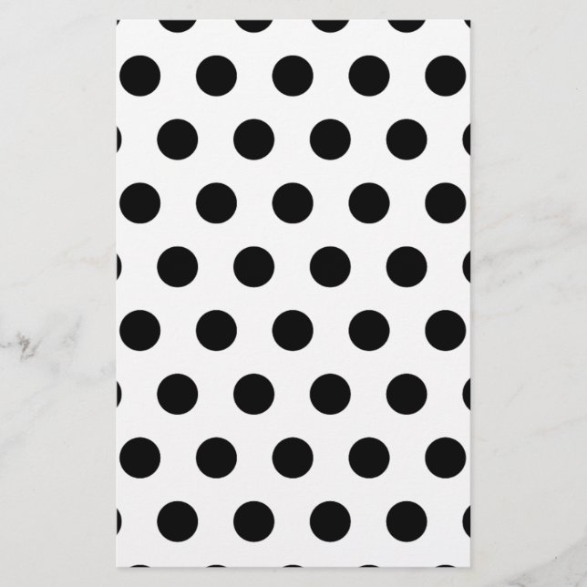 Personalized Black & White Polka Dots Stationery (Front)