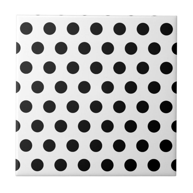 Personalized Black & White Polka Dots Tile (Front)