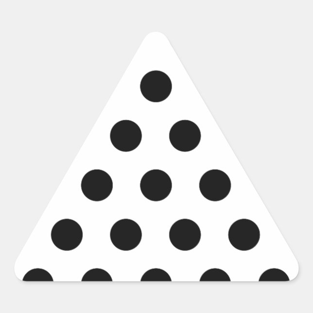 Personalized Black & White Polka Dots Triangle Sticker (Front)
