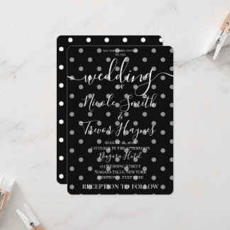 Personalized Black & White Polkadots Wedding Invitation