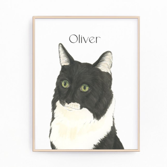 Personalized Black & White Ragamuffin Cat Art Photo Print (Creator Uploaded)