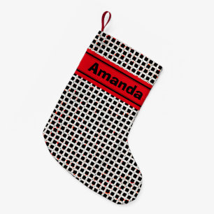 Personalized Black White Red Elegant Pattern Small Christmas Stocking