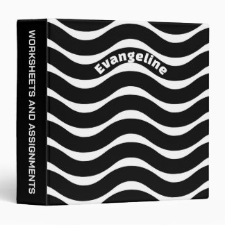Personalized Black & White Retro Wave Binder
