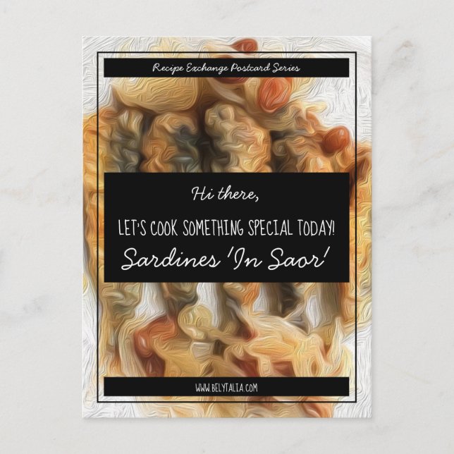 Personalized Black White Script Recipe Exchange Postcard (Front)