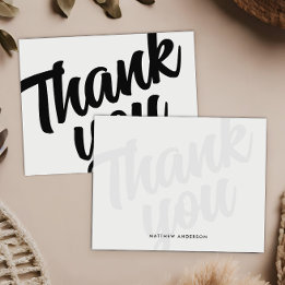 Personalized Black & White Script Thank You Cards