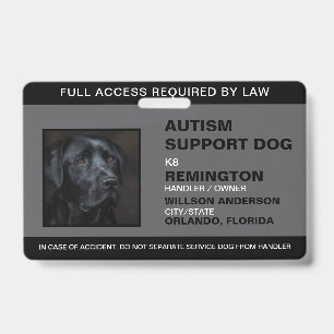 Personalized black White Service Dog Photo ID Badge