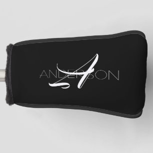 Personalized black white simple modern     golf head cover