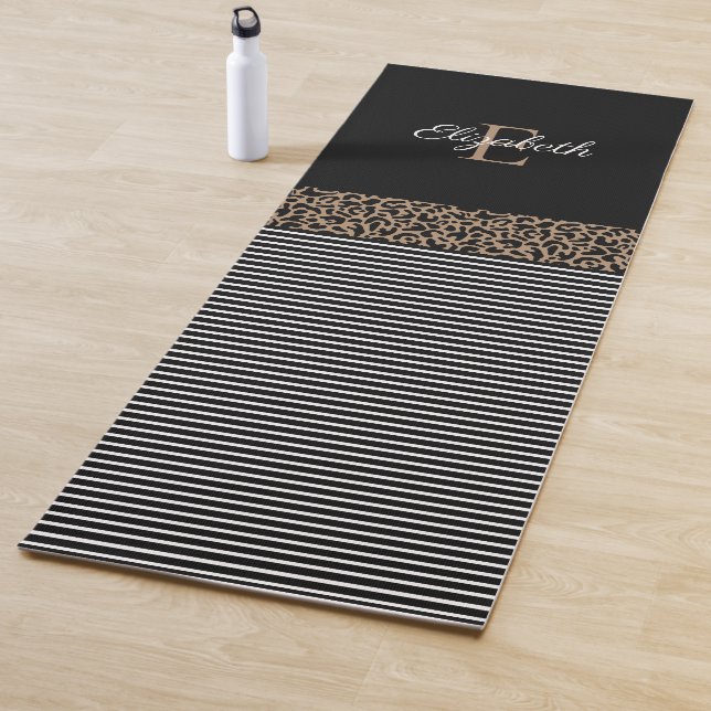 Personalized Black White Stripe Yoga Mat (In Situ)