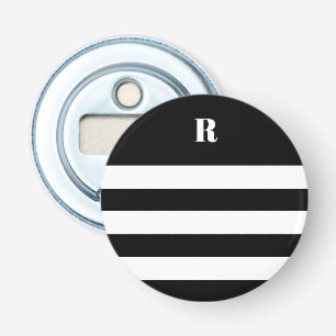 Personalized Black & White Striped Bottle Opener