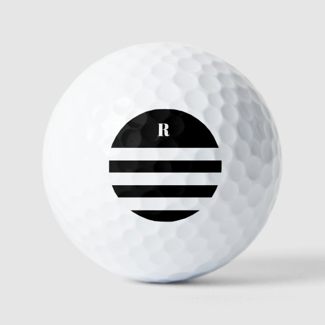 Personalized Black & White Striped   Golf Balls (Front)