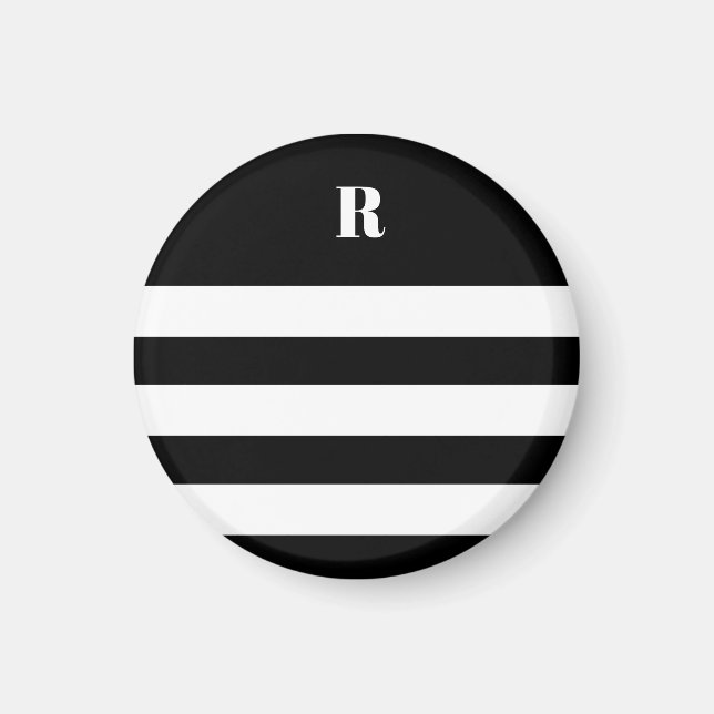 Personalized Black & White Striped  Magnet (Front)