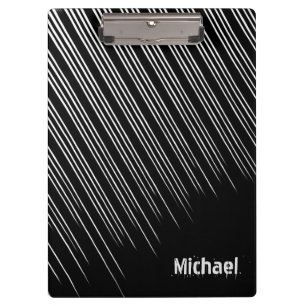 Personalized Black/White Stylish Stripe Pattern Clipboard