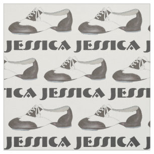 Personalized Black White Tap Shoe Dance Teacher Fabric