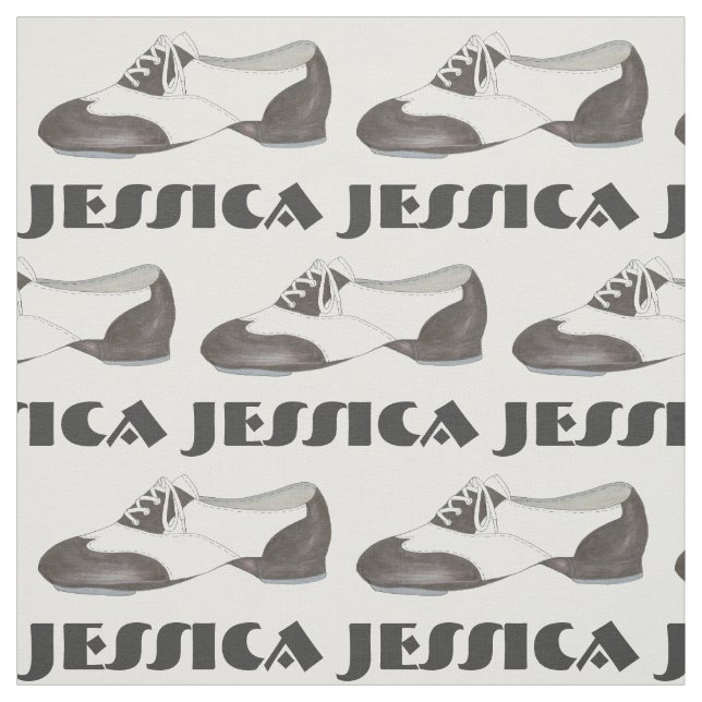 Personalized Black White Tap Shoe Dance Teacher Fabric (Swatch)