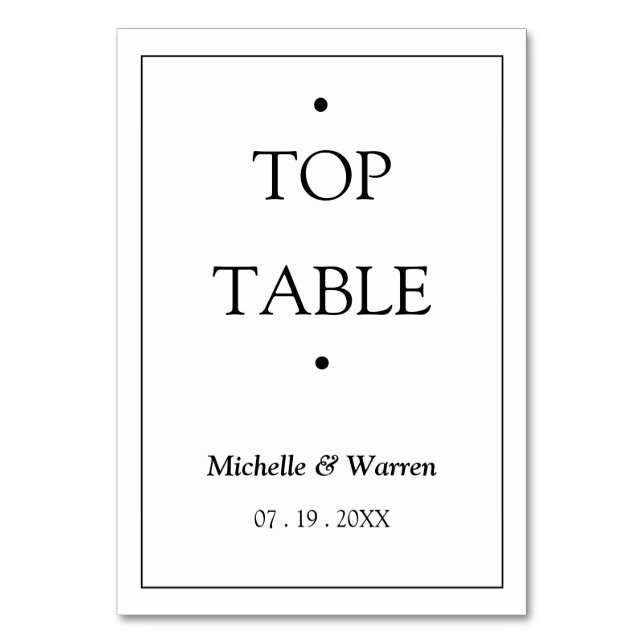 Personalized Black & White TOP Table Number (Front)