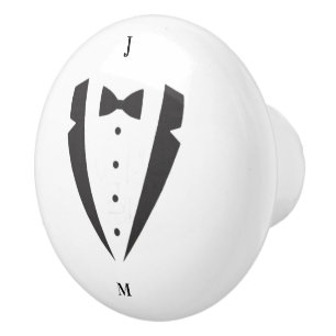 Personalized Black & White Tuxedo Ceramic Knob