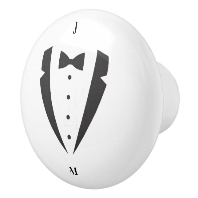 Personalized Black & White Tuxedo Ceramic Knob (Right)