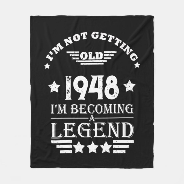 Personalized black white vintage 75th birthday  fleece blanket (Front)