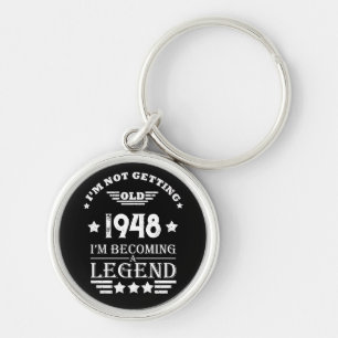 Personalized black white vintage 75th birthday  keychain