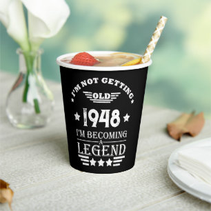 Personalized black white vintage 75th birthday  paper cups