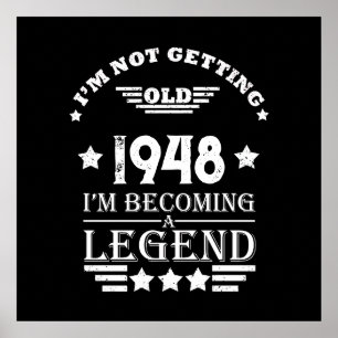 Personalized black white vintage 75th birthday poster