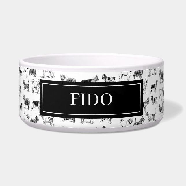 Personalized Black & White Vintage Dogs Pattern  (Front)