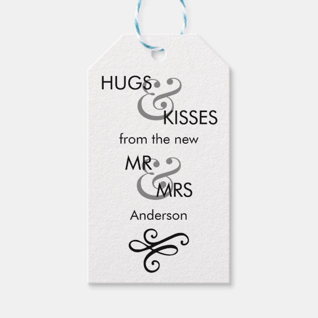 Personalized Black & White Wedding Gift Tag (Front)