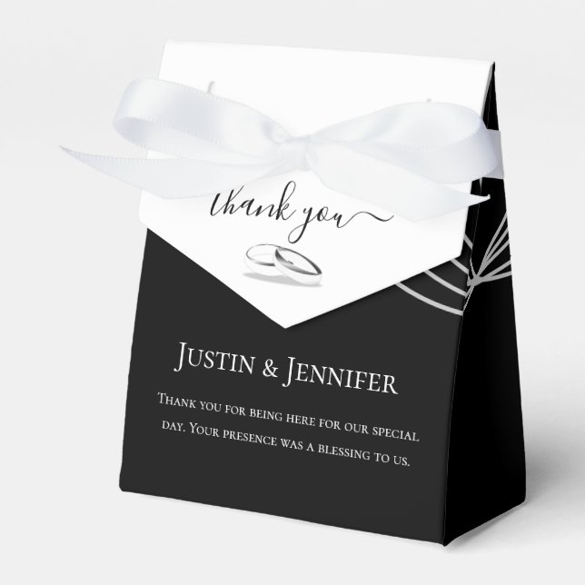 Personalized Black White Wedding Theme Favor Box (Front Side)
