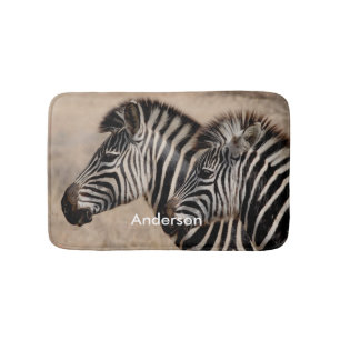 Personalized Black & White Zebra Animal Bath Mat