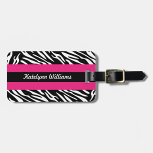 Personalized Black White Zebra Stripe Luggage Tag