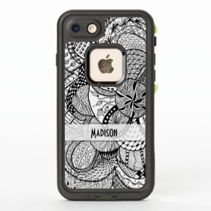 Personalized Black & White Zendoodle Tangle ZIA 09