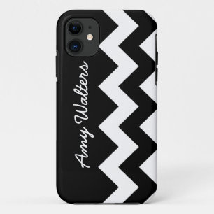personalized black/white zig-zag iPhone 11 case